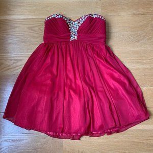Red Bejeweled Formal Dress Size 3